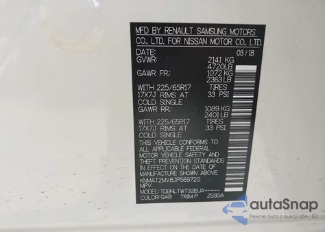 2018 Nissan Rogue Sv from USA, damaged, VIN KNMAT2MV8JP569720